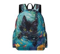 TPISLI Boys Black Kitten School Backpack Girls Rucksack Animal Cat Ages 10-16 Book Bag for Senior Classes, Trendy 13.3 Inch Laptop Rucksack for Autumn Trip and Study Days