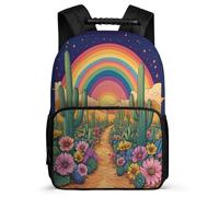 TPISLI Boys Cactus Rainbow Print Rucksack 7-11 Year Olds Plants Cacti School Bag for Boys Girls Primary Classes, Soft Felt Details Padded Back Outdoor Day Trips