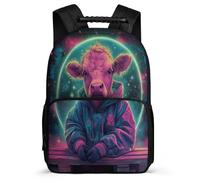 TPISLI Boys Cattle Illustration School Backpack 8-12 Years Bull Animal School Bag for Kids and Teens Primary Classes, 1680D Fabric Soft Felt Details Outdoor Day Trips