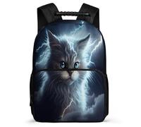 TPISLI Boys Cool Cat Motif Backpack for School Kitten Bookbag School Years 2-5 Primary Classes, Adjustable Straps Soft Felt Details Daily Essentials