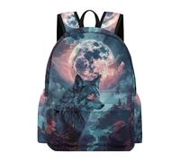 TPISLI Boys Cool Wolves Back pack Girls Animal Wolf Design Back pack Primary School Years 3-6 16.5 Inch School Bag, Lightweight Durable for Outdoor Travel Holiday Gift