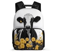 TPISLI Boys Cow Pattern School Backpack 8-12 Years Bull Design School Bag for Kids and Teens Primary Classes, 1680D Fabric Soft Felt Details Outdoor Day Trips