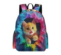 TPISLI Boys Cute Cat Design Back pack Girls Animal Kitten Print Backpack 7-12 Years 15.6 Inch Laptop Backpack, Large Capacity for Classroom Travel Birthday Gift Classroom Books