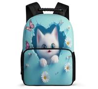 TPISLI Boys Cute Kitten School Backpack 8-12 Years 3D Print Cat School Bag for Kids and Teens Primary Classes, 1680D Fabric Soft Felt Details Outdoor Day Trips