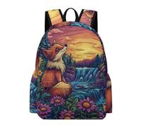 TPISLI Boys Fox Illustration Rucksack Girls Animal Fox School Bag Primary Secondary School Years 5-9 Lightweight Durable for Weekend Trips Birthday Gift, 14 Inch Laptop Backpack