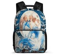 TPISLI Boys Fox Moon Design Backpack for School, Animal Rucksack Primary Age 6-11, Sturdy Book Bag, Soft Felt Details, Short Trips, Everyday Use