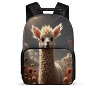 TPISLI Boys Funny Llama School Backpack 8-12 Years Animal Alpaca School Bag for Kids and Teens Primary Classes, 1680D Fabric Soft Felt Details Outdoor Day Trips