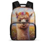 TPISLI Boys Girls Alpaca Design School Bag 8-12 Years, Animal Llama Backpack for Students, Durable Rucksack, Sturdy Handle, Outdoor Travel, Day Trips