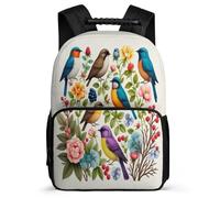 TPISLI Boys Girls Bird Print Backpack School Years 2-5 Plant Leaf Rucksack for Boys Girls Primary Classes, Adjustable Straps Sturdy Handle Travel Daily Use