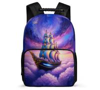 TPISLI Boys Girls Boat Motif School Backpack School Years 2-5 Aerial Sailboat Daypack for Children Primary Classes, Sturdy Handle 1680D Fabric Daily Essentials