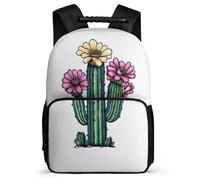 TPISLI Boys Girls Cactus Illustration School Backpack School Years 2-5 Plants Cacti Daypack for Kids and Teens Primary Classes, Durable Sturdy Handle Birthday Gift