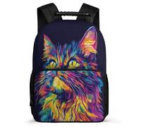 TPISLI Boys Girls Cat Design Backpack for School, Animal Kitten Print Rucksack 7-11 Year Olds, Sturdy Book Bag, Soft Felt Details, Short Trips, Everyday Use