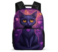 TPISLI Boys Girls Cat Design Backpack for School, Cute Kitten Print Rucksack 7-11 Year Olds, Sturdy Book Bag, Soft Felt Details, Short Trips, Everyday Use