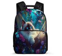 TPISLI Boys Girls Cat Pattern School Backpack 8-12 Years Kawaii Kitten Backpack for Boys Girls School Years 1-4, Lightweight Soft Felt Details Birthday Gift