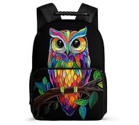 TPISLI Boys Girls Colourful Owl Pattern School Backpack 7-11 Year Olds Bird Backpack for Girls Boys Primary School, Durable Soft Felt Details Daily Essentials