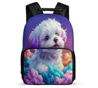 TPISLI Boys Girls Cute Maltese Dog Rucksack School Years 2-5 Kawaii Puppy Backpack for Children Primary School, Sturdy Handle Soft Felt Details Travel Daily Use