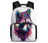 TPISLI Boys Girls Cute Raccoons Motif Backpack for School, Animal Pattern Rucksack Primary Age 6-11, Sturdy Book Bag, Soft Felt Details, Short Trips, Everyday Use