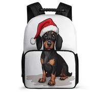 TPISLI Boys Girls Dachshund Dog Bookbag School Years 2-5 Christmas Theme Puppy School Bag for Students Primary Classes, 1680D Fabric Lightweight Outdoor Day Trips