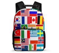 TPISLI Boys Girls Flags Bookbag, Multiple National Flags School Bag for Girls Boys 8-12 Years, Durable Backpack, Sturdy Handle, Outdoor Travel, Day Trips