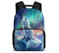TPISLI Boys Girls Fox Design Backpack for School, Animal Aurora Rucksack 8-12 Years, Sturdy Book Bag, Soft Felt Details, Short Trips, Everyday Use