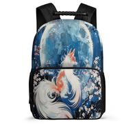 TPISLI Boys Girls Fox Moon Design Bookbag School Years 2-5 Animal Fox Backpack for Girls Boys Junior School, Soft Felt Details Sturdy Handle Daily Essentials