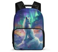 TPISLI Boys Girls Fox Pattern Backpack Primary Age 6-11 Animal Aurora Daypack for Students Primary School, Sturdy Handle Soft Felt Details Daily Essentials