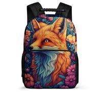 TPISLI Boys Girls Fox Print Bookbag School Years 2-5 Animal Design School Bag for Students Primary Classes, 1680D Fabric Lightweight Outdoor Day Trips