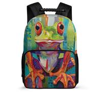 TPISLI Boys Girls Funny Frog Bookbag School Years 2-5 Animal Pattern Backpack for Girls Boys Junior School, Soft Felt Details Sturdy Handle Daily Essentials