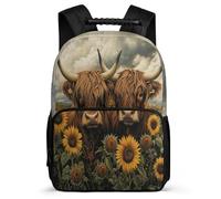 TPISLI Boys Girls Highland Cow School Bag 8-12 Years, Cattle Motif Backpack for Students, Durable Rucksack, Sturdy Handle, Outdoor Travel, Day Trips