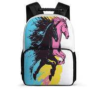 TPISLI Boys Girls Horse Design School Backpack Primary Age 6-11 Animal Print Bookbag for Children Year 3-6, 1680D Fabric Soft Felt Details Daily Essentials