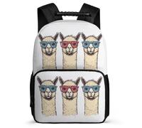 TPISLI Boys Girls Kawaii Alpaca Print Backpack for School, Llama Motif Rucksack 7-11 Year Olds, Sturdy Book Bag, Soft Felt Details, Short Trips, Everyday Use