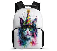 TPISLI Boys Girls Kitten Pattern School Backpack Age 7-12 Animal Cat Rucksack for Kids and Teens Primary Classes, Lightweight Soft Felt Details School Travel