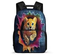 TPISLI Boys Girls Leopard Print Bookbag School Years 2-5 Cheetah Animal School Bag for Students Primary Classes, 1680D Fabric Lightweight Outdoor Day Trips