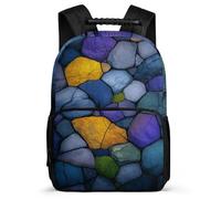 TPISLI Boys Girls Marble Pattern School Bag Primary Age 6-11, Stone Block Motif Backpack for Kids, Durable Rucksack, Sturdy Handle, Outdoor Travel, Day Trips