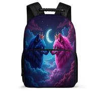 TPISLI Boys Girls Moon Wolves Backpack School Years 2-5 Wolf Rucksack for Boys Girls Primary Classes, Adjustable Straps Sturdy Handle Travel Daily Use