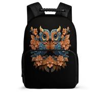 TPISLI Boys Girls Owl Design Bookbag, Bird Print School Bag for Girls Boys 8-12 Years, Durable Backpack, Sturdy Handle, Outdoor Travel, Day Trips
