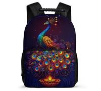 TPISLI Boys Girls Peacock Illustration School Bag Primary Age 6-11, Animal Design Backpack for Kids, Durable Rucksack, Sturdy Handle, Outdoor Travel, Day Trips