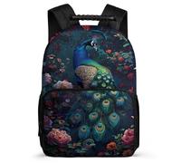 TPISLI Boys Girls Peacock Motif Backpack Age 7-12 Peacock Daypack for Kids and Teens Primary Classes, Padded Back Adjustable Straps Travel Daily Use