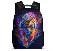 TPISLI Boys Girls Tiger Pattern Backpack Ages 6-10 Animal Illustration Bookbag for Kids and Teens School Years 1-4, Adjustable Straps Sturdy Handle Travel Daily Use