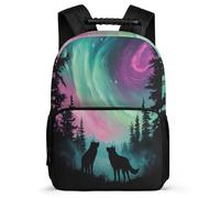 TPISLI Boys Girls Wolf Design Backpack for School, Animal Wolve Print Rucksack Primary Age 6-11, Sturdy Book Bag, Soft Felt Details, Short Trips, Everyday Use