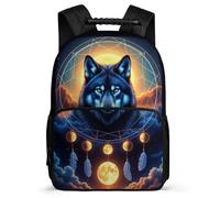 TPISLI Boys Girls Wolf Dreamcatcher Backpack Ages 6-10 Wolves Bookbag for Kids and Teens School Years 1-4, Adjustable Straps Sturdy Handle Travel Daily Use
