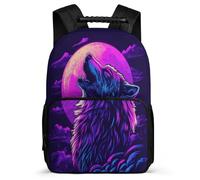 TPISLI Boys Girls Wolf Motif School Backpack School Years 2-5 Animal Wolve Pattern Daypack for Kids and Teens Primary Classes, Durable Sturdy Handle Birthday Gift