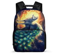 TPISLI Boys Girls Wolf Peacock Daypack Primary Age 6-11 Animal Wolve School Bag for Girls School Years 1-4, Soft Felt Details Lightweight Travel Daily Use