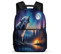TPISLI Boys Girls Wolves Design Backpack Primary Age 6-11 Animal Wolf Daypack for Students Primary School, Sturdy Handle Soft Felt Details Daily Essentials