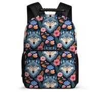 TPISLI Boys Girls Wolves Flowers School Backpack for School Animal Wolf Rucksack 7-11 Year Olds Primary Classes, Adjustable Straps Lightweight Daily Essentials