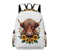 TPISLI Boys Highland Cattle School Backpack Girls Rucksack Animal Design 7-11 Years Book Bag for Junior School, Durable 15.6 Inch Laptop Bag for Daily Study and Weekend Use