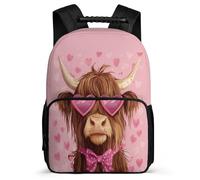 TPISLI Boys Highland Cattle School Bag Primary Age 6-11 Animal Bull Rucksack for Boys Girls Primary Classes, Soft Felt Details Lightweight Back to School Gift