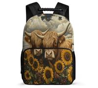 TPISLI Boys Highland Cow Design Backpack for School, Cow Rucksack Primary Age 6-11, Sturdy Book Bag, Soft Felt Details, Short Trips, Everyday Use