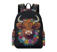 TPISLI Boys Highland Cow Motif Daypack Girls Cattle Bookbag Year 7-10 Modern Durable for Autumn Trip Travel Birthday Gift, 11.6 Inch Laptop Backpack Outdoor Activity