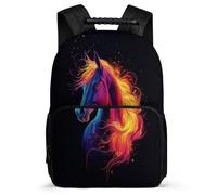 TPISLI Boys Horse Design Daypack Primary Age 6-11 Animal Backpack for Kids and Teens Primary School, Soft Felt Details Side Pockets Outdoor Day Trips
